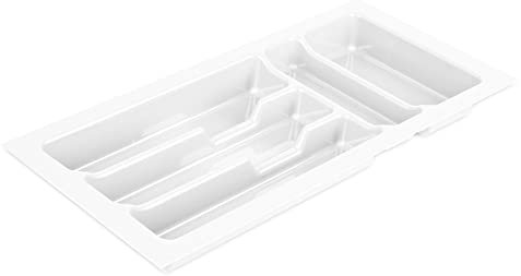 BigDean Universal Besteckeinsatz für Schubladen 30 cm - Zuschneidbar - 230x490mm - Schubladeneinsatz aus Kunststoff, Besteckkasten weiß, Made in Europe