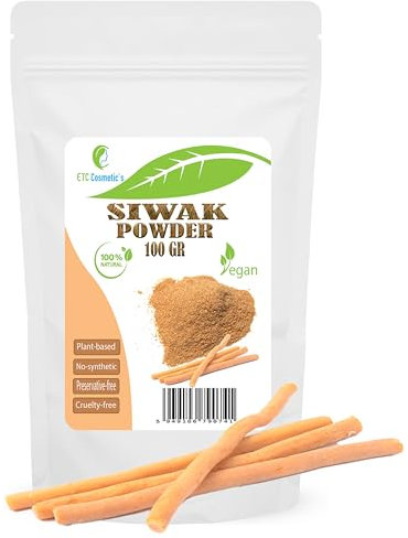 ETC Cosmetic`s Siwak Pulver Salvarado Persica, 100% Only Miswak (Siwak) Pulver - Zahnpflege | Natürliche Zahnpasta | Whitening Teeth | Mundpflege - 100 gr