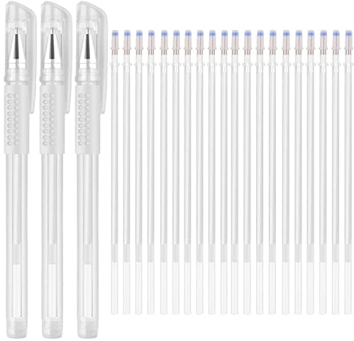 Rotuladores blancos de tela borrable con calor con 20 recambios para costura y confección de colchas, bolígrafos blancos de borrado por calor de telas.