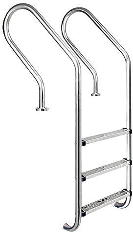 AWJ Swimming Pool Handrail, 304 Stainless Steel Swimming Pool Stair Rail, 3 Steps Pool Ladder for 1-1.4m Pool, Tube Wall Thickness 1mm / Silver / 3 Step (Silver 3 Step)