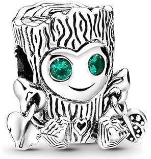 Charm in argento sterling 925 compatibile con braccialetto Pandora, 1 CM, Argento sterling, Zirconia cubica