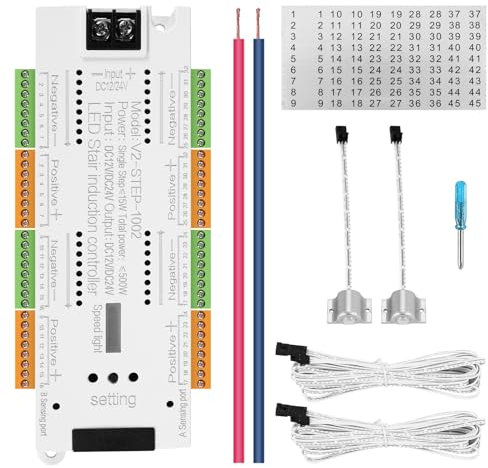 Ocnvlia LED Capteur de Mouvement Bande Lumineuse Escalier 32 Canaux Gradation LumièRe IntéRieur Mouvement Veilleuse 12V / 24V Bande LED Flexible pour T, Blanc