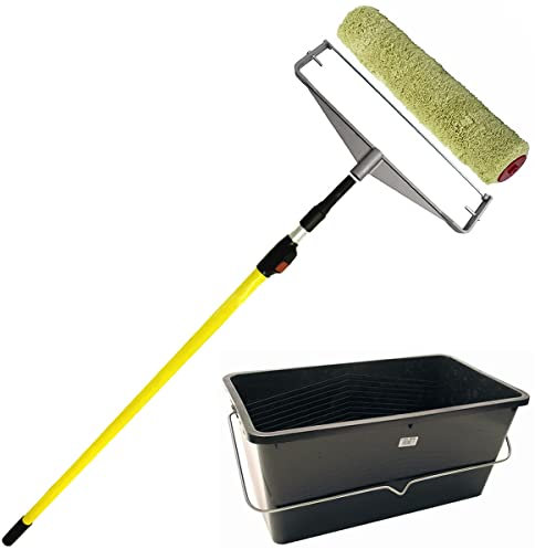 Defiant 15 Roller Paint Sleeves + Metal Double Arm Frame +Extension Pole Scuttle Bucket Home Improvement Site Work Decorating