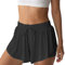 Flowy Athletic Shorts für Damen, Laufen, Tennis, Schmetterling-Shorts, Mädchen, 2-in-1, doppellagig, schnelltrocknend, bequeme Shorts, carbon schwarz, Mittel