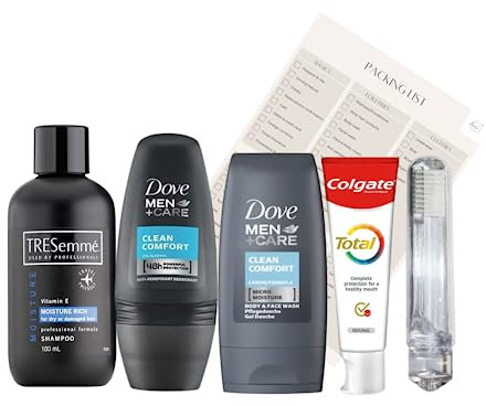 Mini trousse de toilette de voyage pour homme,Taille de voyage,Trousse de toilette essentielle pour voyage, hôpital, séjour de nuit, claire, Trousse de toilette de voyage