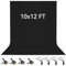 Black Backdrop 3 x 3.6 M / 10 x12 FT, Vevelux 100% Polyester Photography Background with 4 Spring Clamps & 4 Anti-Wrinkle Backdrop Clips Foldable Washable White Screen for Studio Photo Video Shooting