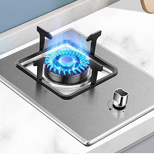 placa de gas Placa de gas integrada de 4,5 KW en acero inoxidable con soportes de hierro fundido y protección contra apagado accidental, para calentar, cocinar, hervir, freír, cocinar a fuego len