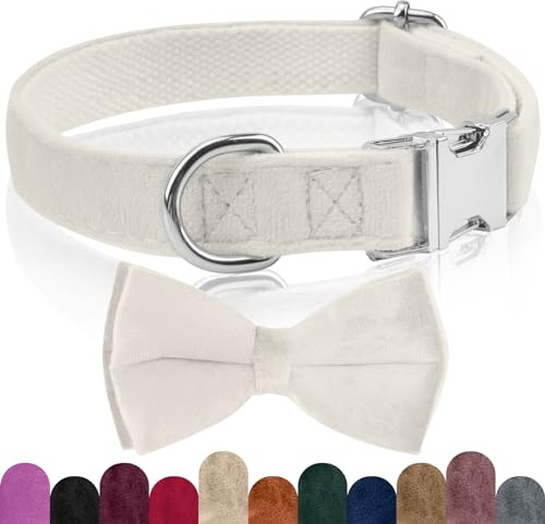 KTWSUEF Hundehalsband Samtiges, mit Abnehmbarer Hunde Fliege, Komfortable Verstellbares Samtige Halsband Hund, Geeignet für Hunde Kleine Mittel große Hunde, Für Hochzeiten, Geburtstage, Partys usw