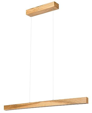alfalux Lampe LED Hängelampe aus Holz Wohnzimmer Esszimmerlampe Hängeleuchte Pendelleuchte Esstischlampe Küchenlampe Höhenverstellbar 80 cm Rustikal LED80KB-3K-RUSTIKAL