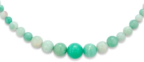 Bling Jewelry Elegante Einfache Klassische Graduierte Runde Perlenkugel Marmorierte Schattierungen Von Aqua Ombre Amazonit Edelstein Strang Halskette Schmuck Für Frauen 18 Zoll