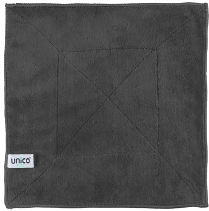 unicopuro® Soft Touch Microfasertuch 30 × 30 cm anthrazit – 300 ml Flüssigkeitsaufnahme – offene Faser ohne Schlaufen – ultraweiches, hochfloriges Reinigungstuch, 60 °C waschbar