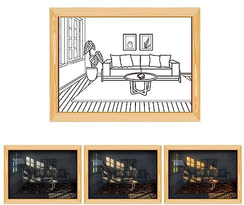 Cymwer Acryl-Bilderrahmen, Nachtlampe, USB-Stecker, Licht, Schatten, Gemälde, Rahmen, Ornament, Wandkunst, Geschenk for Wohnzimmer