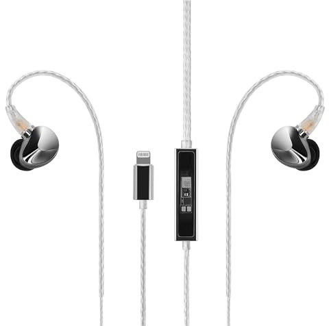 Questyle NHB12 HiFi Headphones In-Ear Earphone for iPhone - Apple MFi Certified, True Lossless 192kHz Hi-Res Music, Lightning Connector, Stereo Earphones Wired With Built-in Amplifier