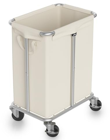 Hodonas Wäschekorb mit Rollen, rollender Wäschekorb, 170 l, großer Wäschekorb mit Metallrahmen und abnehmbarer Tasche, Körbe für Schlafzimmer, Badezimmer und Waschküche, Beige
