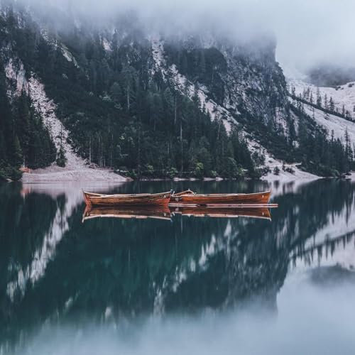 Boot auf dem See im Winter – 2000-teiliges Holzpuzzle – Geschenk für einen Jungen oder EIN Mädchen
