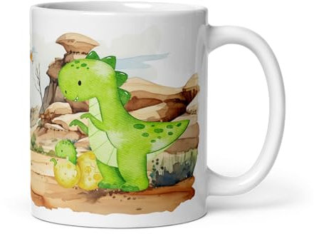 Chatcripant - Taza de dinosaurio pasión infantil para niños y guarderías regalo taza linda cerámica T-rex paleontología