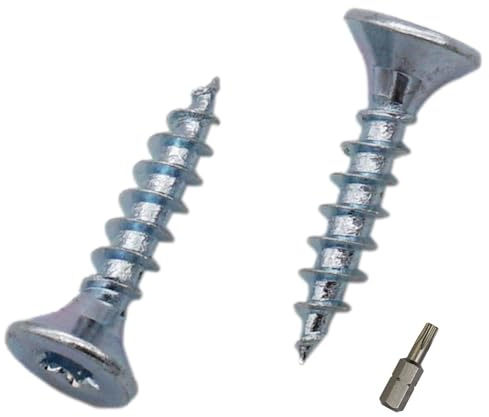 SKIR'CO (100 pièces) Vis à bois en acier zingué 4,0 x 20 mm, tête Torx, tête fraisée, vis pour panneaux d'aggloméré, entièrement filetées