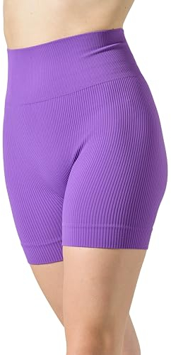 Risalti Shorts Damen High Waist Rippenstoff Sara - Kurze Sporthose Damen Elegant,Sport Shorts Damen, Sporthose Damen Kurz aus Mikrofaser, Gym Shorts Damen Nahtlose - Made in Italy