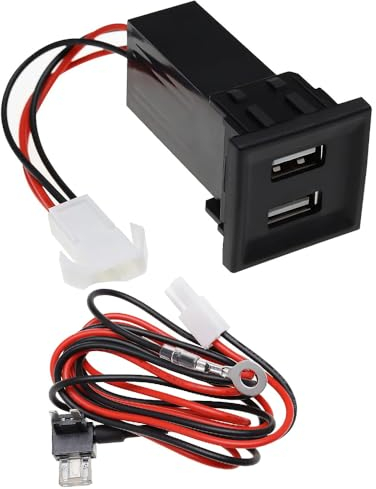 Fiotha Cargador USB Dual para Coche, 5V 2.1A, Dual USB Cargador Piggy Back Fusible arnés de Cable de Repuesto Compatible con VW T5, para Coche, 1 Piezas