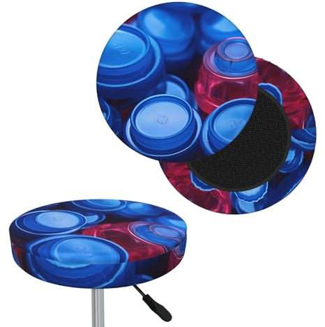 Round Bar Stool Covers Plastic Bottle Caps Stool Covers Round Bar Stool Seat Covers Cushion with Elastic Bands Washable Stretch Stool Chair Cover for Bar Kitchen Dining Room