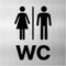 WC Schild Toilette mit Klebepad Piktogramm Toilettenschild Gäste Klo Dibond/Alu 3 mm 12cm x 12cm (Damen/Herren)