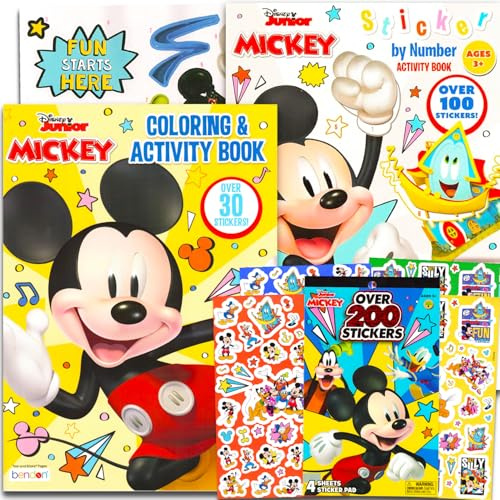 Mickey Mouse Malbücher für Kinder im Alter von 2–4 Jahren – Bundle mit Mickey-Aktivitätsbuch mit über 200 Aufklebern plus Mickey-Malvorlagen, mehr | Mickey-Aktivitätsbuch für Kleinkinder