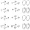 Diamday 12 Pairs Earrings for Women Surgical Steel Flat Back Earrings Hoop Earrings Set 14K Gold Helix Tragus Cartilage Stud Earrings Silver Huggies Hoops Studs Hypoallergenic for Multiple Piercings A
