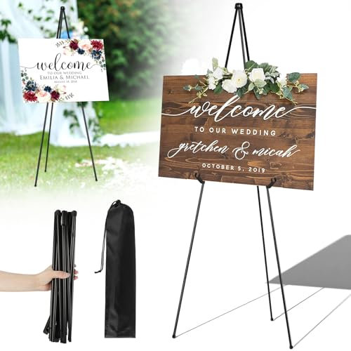 KIMIGO Chevalet Peinture Ajustable,169cm Chevalet Mariage Ajustable,Chevalet d'art Pliable Chevalet d'artiste,Chevalet Télescopique de Studio pour Mariage Chevalet de Sol Portable Pliable