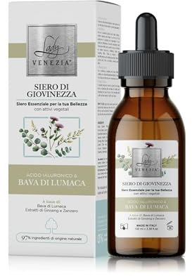 Gesicht Hyaluron Serum mit Schneckenschleim, Lifting & Feuchtigkeitspflege - Regenerierende & Feuchtigkeitsspendende Gesichtspflege - 100 ml - Made in Italy (100 ml, Schneckenschleim)