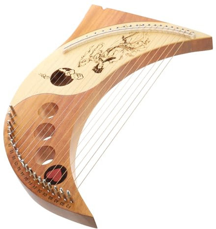 COOPHYA Arpa De Madera Maciza De 19 Cuerdas, Instrumento Musical Tipo Lira Llave De Afinación, Diseño Caja Lunar, Tamaño Compacto, Colores Surtidos, Adecuado Para Práctica Musical y Obsequio