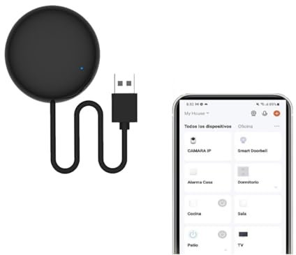 Telecomando universale remoto WiFi 2.4GHz Miniatura con cavo 1 metro a infrarossi Tuya. Telecomando IR Smart Home. Alexa, Google Home, Smart Life. Controllo TV, Aria Condizionata... Nero