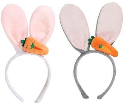 Uzndq 2PCS Hasenohren-Stirnband,Hasenohren Haarreif,Hasenohren,Hasenohren Baby,Hasen Ohren Haarreif,Hasenohren Kostüm,Hasen Ohren,Hasenohren Braun