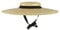 Wide Brim Straw Hat Women Straw Boater Headpiece for Women Summer Beach Breathable Woven Hat UV Protection with Chin Strap & Lining Vintage Floppy Wide Brim Gift, Black Strap