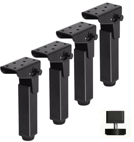 XINGWANGG 4 Stück Metall Möbelfüße,Schwarz Klappbare 90 Grad Tischbeine,Höhenverstellbar 0-10mm Schrankfüsse,für Esstisch Möbel Sofa Tisch Schrank,Mit Schrauben (45cm)