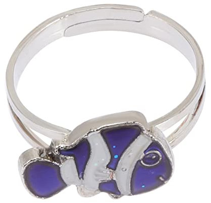 TEMPNAP Farbwechselnder Junge Mädchen Cartoon Fisch Fingerring Thermochromatisch Kreativer Schmuck Öffnbarer Junge Mädchen Ring Niedlicher Mode Finger Schmuck Geschenk