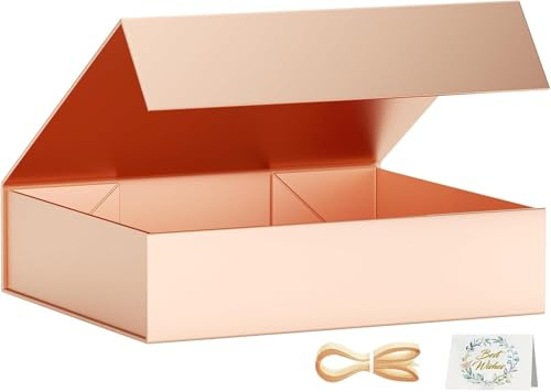 1 Packung Geschenkboxen, 30 x 20 x 7,6 cm, Geschenkboxen für Geschenke mit Deckel, Magnetverschluss, rechteckig, faltbar, für Trauzeugen, Antragsbox, Hochzeit, Weihnachten, Halloween
