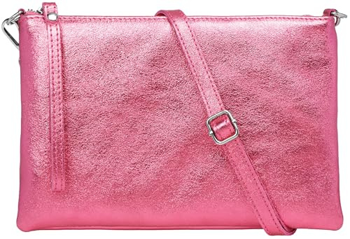 Caspar XL Clutch Echt Leder Damen Umhängetasche große Abendtasche mit abnehmbarem Gurt & Handschlaufe - CLASSIC LINE - Modell No.843 - Made in Italy