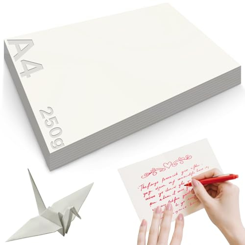 Mbsomnus 60 Stück Tonkarton 297 × 210 mm Dickes Papier A4 zum Drucken 250g/m² Bastelkarton Tonkarton Beige Dickes Papier für Graffiti Kunstillustrationen Kreative Bastelprojekte