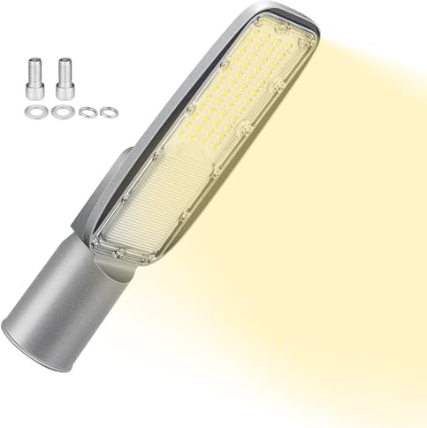 RIGIDON Esterno Proiettore Lampione Led, 30W 2426LM Luce Stradale a Led Per Giardino, Strada, Scuola, Parcheggio, Campo da Basket, Cortile, Piazza, Garage, 4000K Impermeabile Fari di Sicurezza