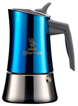Aeternum, La Divina Re Inox, Caffettiera 4 Tazze, Adatta all'Induzione, Acciaio Inox, Blu e Argento