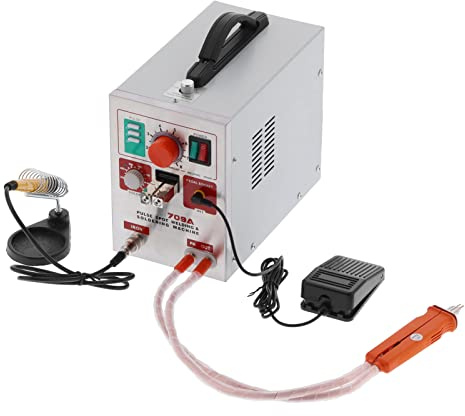MasYosh 709A Batterie-Punktschweißgerät, Tragbares Lithium-Impulsschweißgerät mit Einstellbaren Impulsschweißmethoden und 2 Schweißstiften, Zum Schweißen und Warten von Autobatterien mit (EU-Stecker