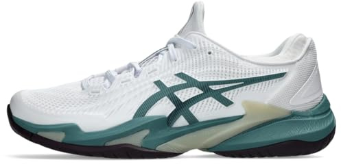 ASICS Men's Court FlyteFoam 3 Tennis Shoes, White/Foggy Teal, 10