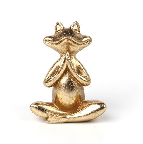 Yoga Frosch Deko Garten Figuren Gold, Harz Frosch Statue Gartendeko für Draußen Wetterfest, Frösche Gartenstatuen Skulptur für Meditation Yoga Balkon Wohnzimmer Büro Schreibtisch Bücherregal (A)