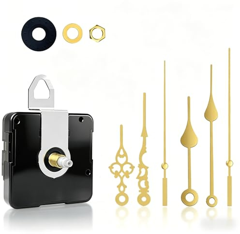 Medrialife Lautloses Quarz Uhrwerk für Wanduhr mit Zeiger Schwarz Uhrwerk zum Selbsteinbau Ersatz DIY Uhr Reparatur Set