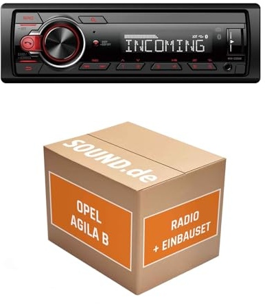 Autoradio Einbaupaket für Pioneer MVH330DAB kompatibel mit Opel Agila B, Panasonic Navigation Schwarz | Bluetooth Telefonieren
