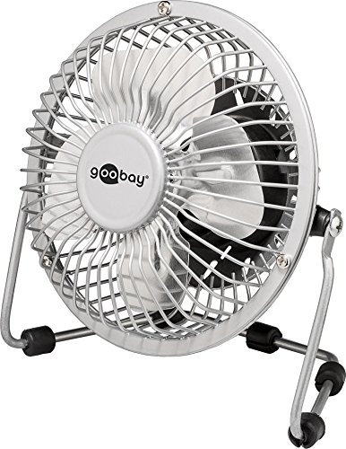 goobay 77503 - Ventilador USB de 4 pulgadas para escritorio para aire fresco en el escritorio, color plateado