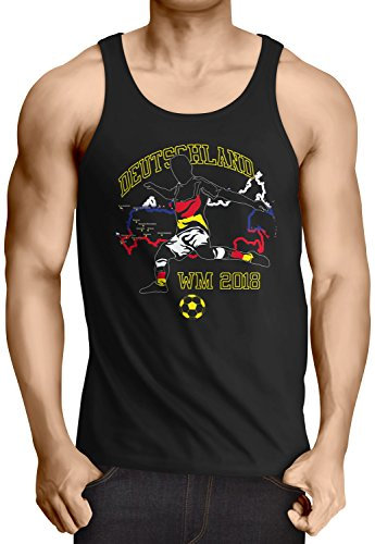 style3 WM 2018 Russland Herren Tank Top Fußball Weltmeisterschaft Trikot Russia, Größe:L, Farbe:Schwarz