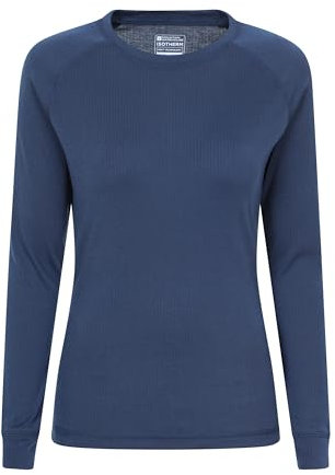 Mountain Warehouse Talus Womens Long Sleeves Baselayer Top - Thermal Underwear, Lightweight, Breathable, Warm & Easy Care - Autumn, Winter & Outdoors Navy (Round Neck) Women's Size 22