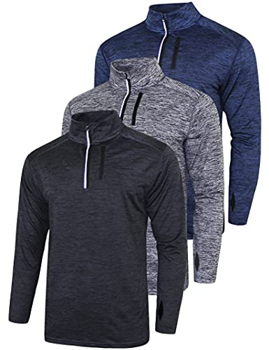 Liberty Imports Herren Athletic Quarter Zip Pullover Long Sleeve Shirts Performance-Pullover (3er Pack)