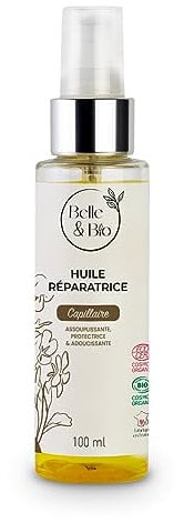 HUILE CHEVEUX BIO RÉPARATRICE - BELLE&BIO - Protège, Nourrit, Fortifie, Favorise la repousse - Certifié Bio Ecocert - 100 ml